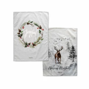 Essuie-vaisselle 100% coton seul ou en duo Xmas Renne