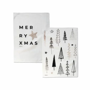Essuie-vaisselle 100% coton seul ou en duo Xmas sapins