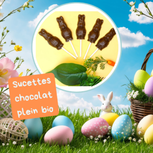 Pâques : 4 sucettes chocolat au lait plein - bio