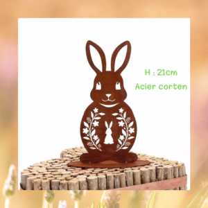 Lapin en corten, fait main - à déposer
